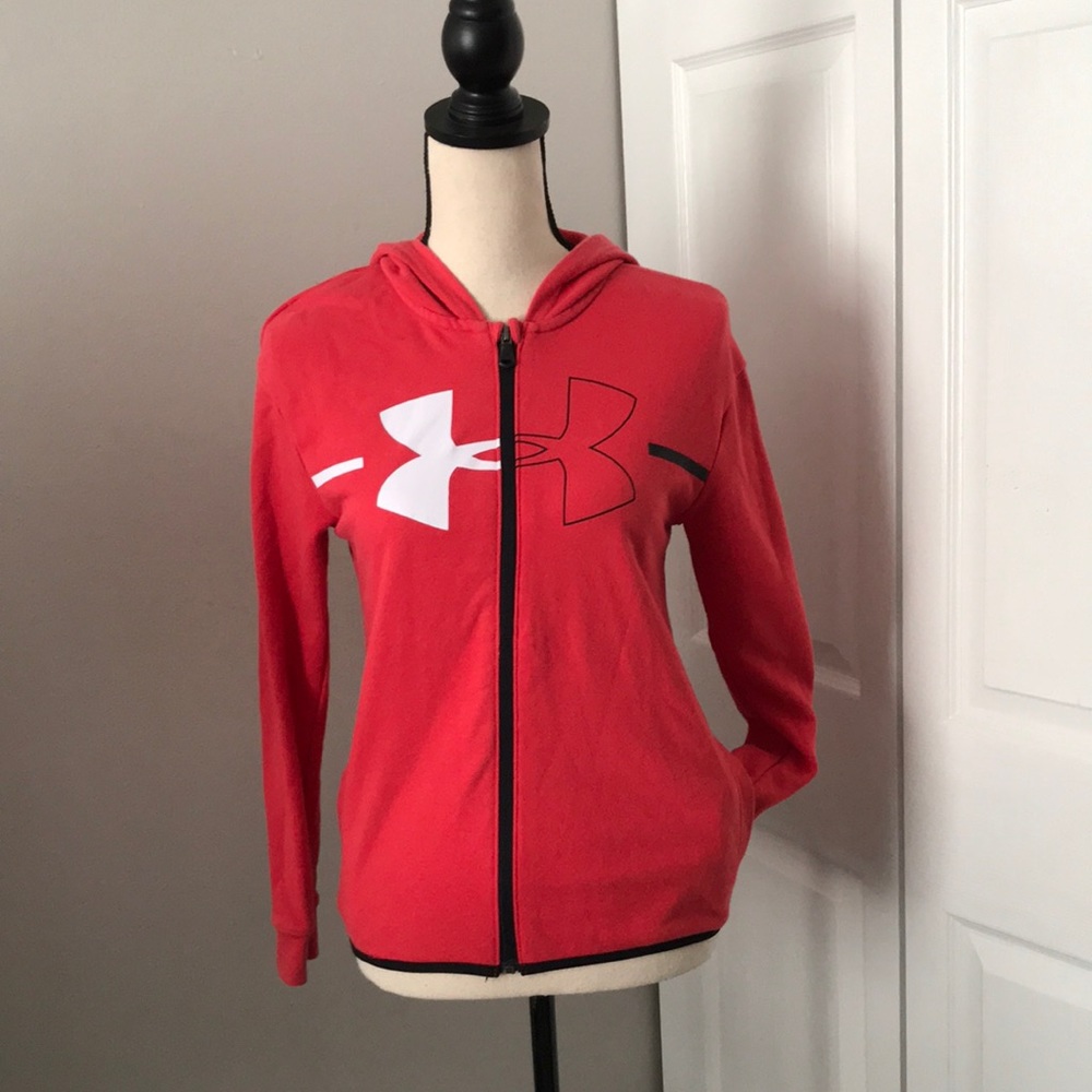 UNDER ARMOUR Big Girls Cotton Logo Zip Hoodie | L